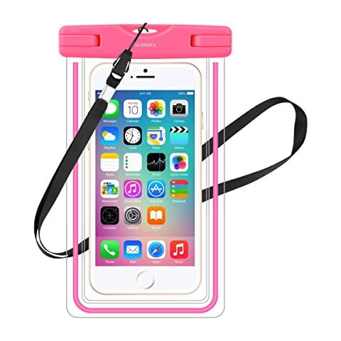 ALDHOFA Waterproof Phone Case, IPX8 Universal Dry Bag Fits All Smartphones Up to 6.0",Sandproof Snowproof Waterproof Case for iPhone 13/13 Pro/13 mini/12/12 mini/11 pro/11/SE/XR/X/8/7/6S -Pink Cover