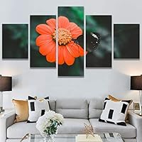 SIGNWIN 5 Panel Canvas Wall Art Flora Snapshot for Home Decorations Ready to Hang - 60