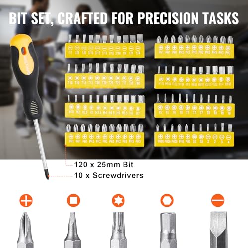 Image of VEVOR Mechanics Tool Set 221Pieces - 1 /4 inch and 3 /8 inch Drive Sockets - SAE and Metric Mechanic Tool Kit with Bits - Wrenches, Ratchet Handle, Accessories, and Plastic Storage Case - for Automotive Repair