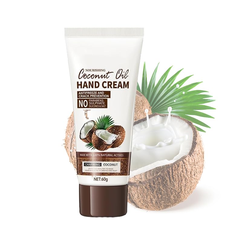 Coconut Hand Cream, Daily Moisturizing Hand Cream for Dry Hands, Non-Greasy Fast Absorbing Hand Cream for Women & Men -2.1oz