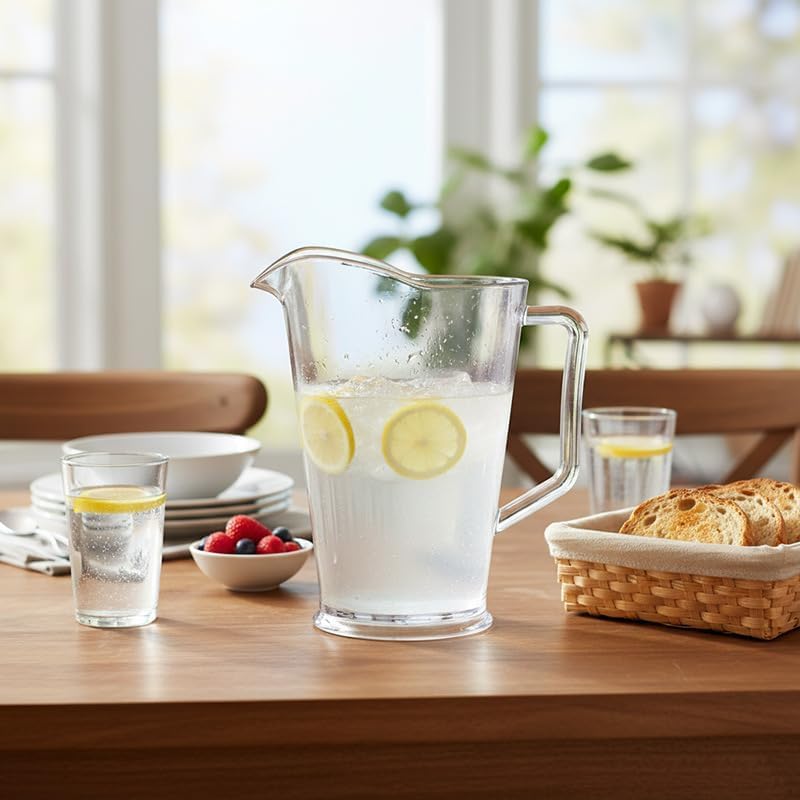 Juego de 2 Jarras de Cerveza, Jarra de Agua de Plástico Transparente, Jarra de Servicio de Plástico de 44 oz, Jarra Transparente Reutilizable para Bistro para Agua, Limonada, Jugo,Cerveza