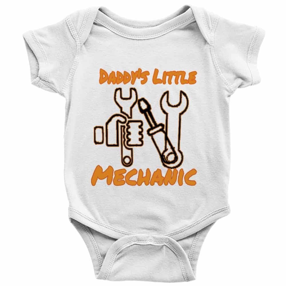 Tiansiaben White-2 Daddy's Little Mechanic' Infant Cotton Newborn Baby Bodysuit Romper White Short Sleeve 0-3 Months