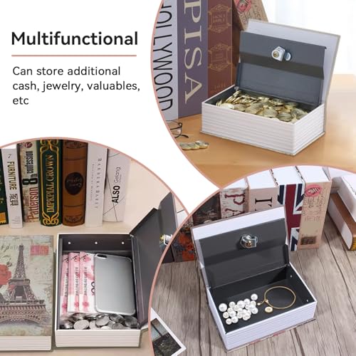 Coffre-fort portable en métal style livre ancien avec serrure de sécurité - 7