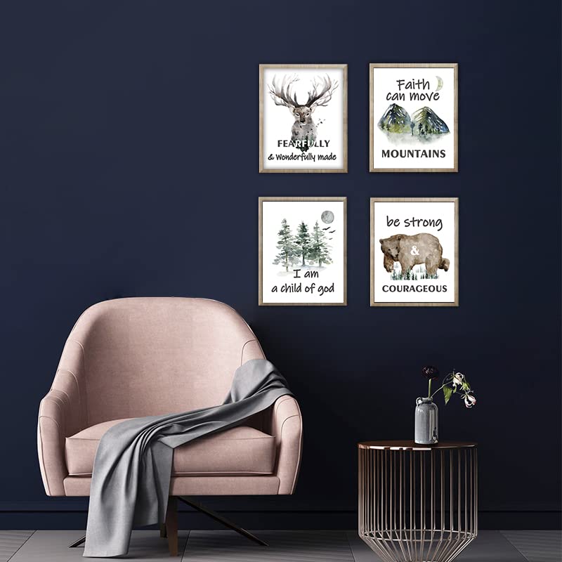 Forest Animals Bible Verse Poster Set - 4 Pack 8x10 Inch Inspirational Watercolor Wall Art For Kids Room - View #3