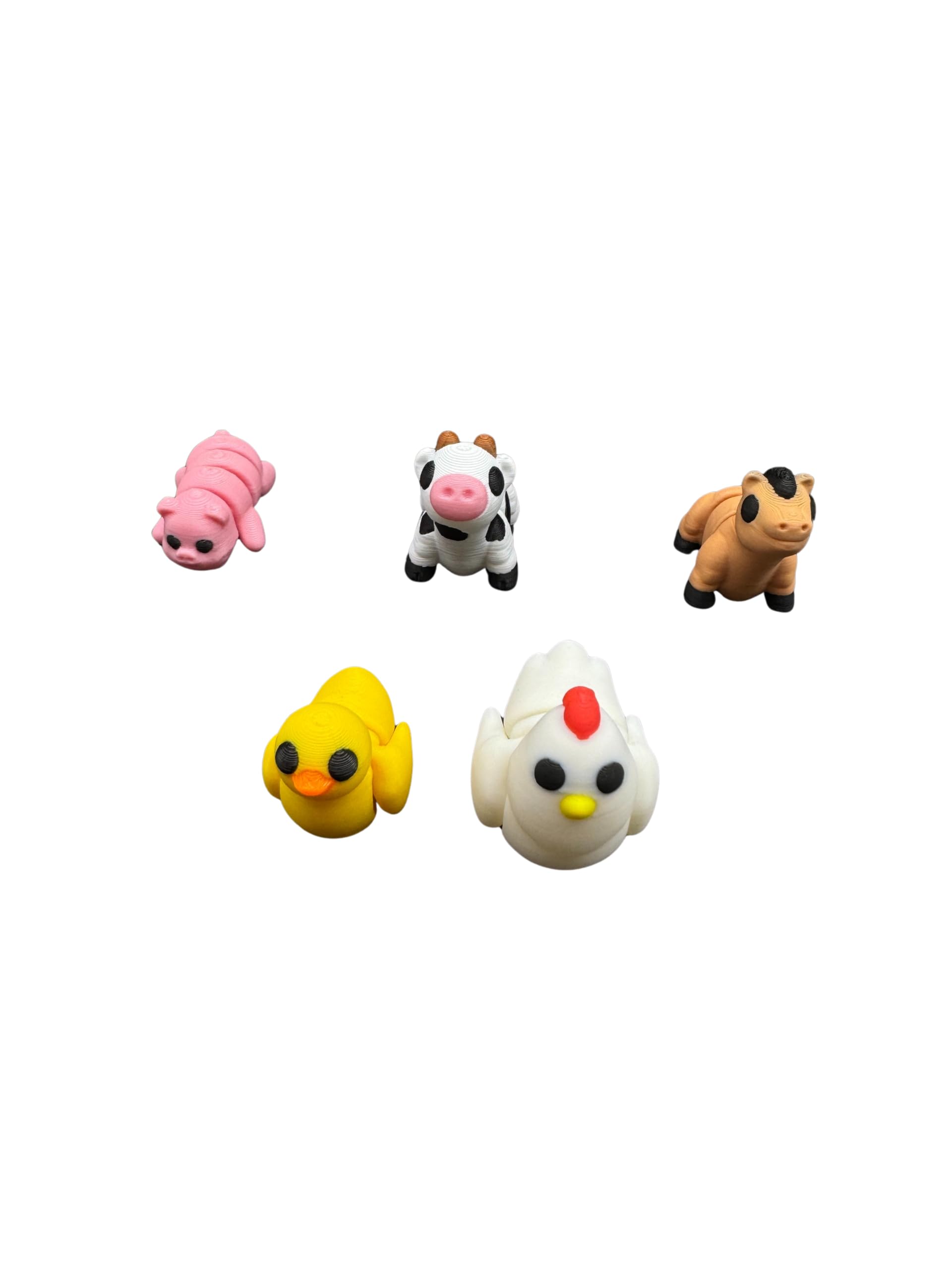 5pc Mini Farm Animals Figurines Set – Cute Articulated Farm Animal Toys | Available in Packs of 5, 10, 15, and 20 - Includes Cow, Duck, Horse, Pig, Chicken | Perfect Party Favors
