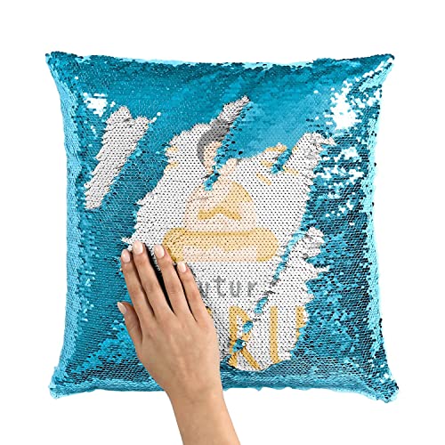 Coussin paillettes turquoise avec sequins réversibles zen - 3