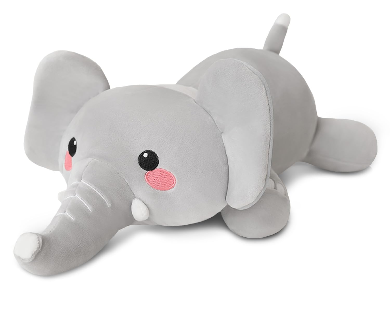 Weighted Elephant Plush, Anxiety Weighted Plush, Squishy, Soft Stuffed Elephant Plush, Baby Doll, Elephant Cushion, Plush Toy for Girl, Gray, 35cm