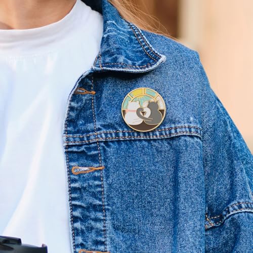 Image of Mabor Anime Cat Enamel Pin Rotatable Cute Couple Cats Alloy Metal Brooch Lapel Pins Cat Enamel Brooch Pins for Jackets Hats Decoration(1 Pcs)