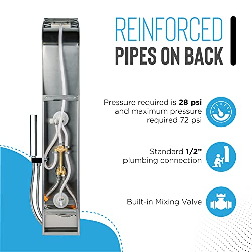 Blue Ocean 48" Stainless Steel Sps88213B Shower Panel With Rainfall Shower Head #TOP6