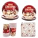 Nesloonp 68 PCS Feste di Natale Articoli per la tavola di Compleanno, Include Piatti di Carta, tovaglioli,Bicchiere di Carta, Feste Natalizie a Tema Natalizio
