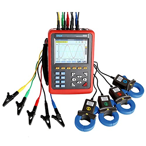 Raesung Etcr5000 Power Quality Analyzer 3 Phase Multi-Functional Power Quality Monitor With 4Pcs Etcr040B Current Clamps Sensor Range 0.10A~100A #TOP5