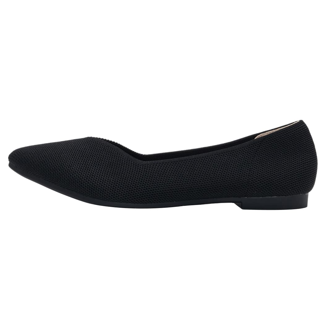 YEOJOU Women's Flats Pointed Toe Comfortable Slip On Dress Knit Ballet Office Shoes