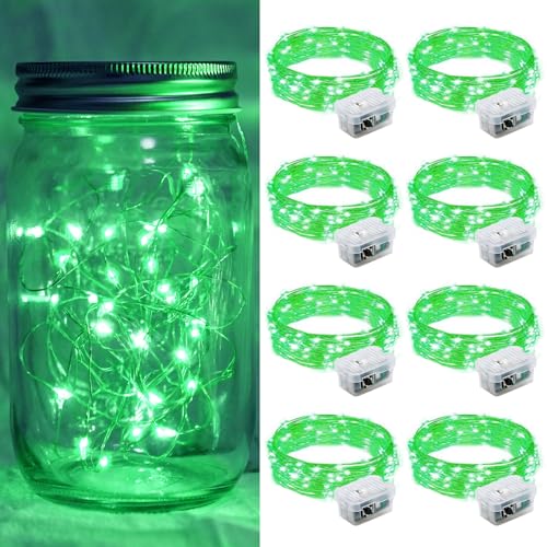 chzk 8 Pack Green Fairy Lights 7Ft 20 LED Twinkle...