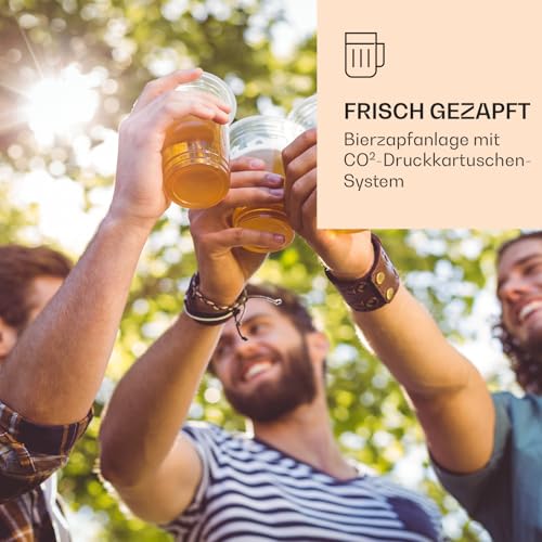 Klarstein Skal - universelle Bier-zapfanlage, Zapfanlage mit integriertem Bierkühler, Kühlung auf 2-12 °C, Bier zapfanlage 5 liter mit Kühlung. thermoelektrisches Kühlsystem, 38 dB, grausilber