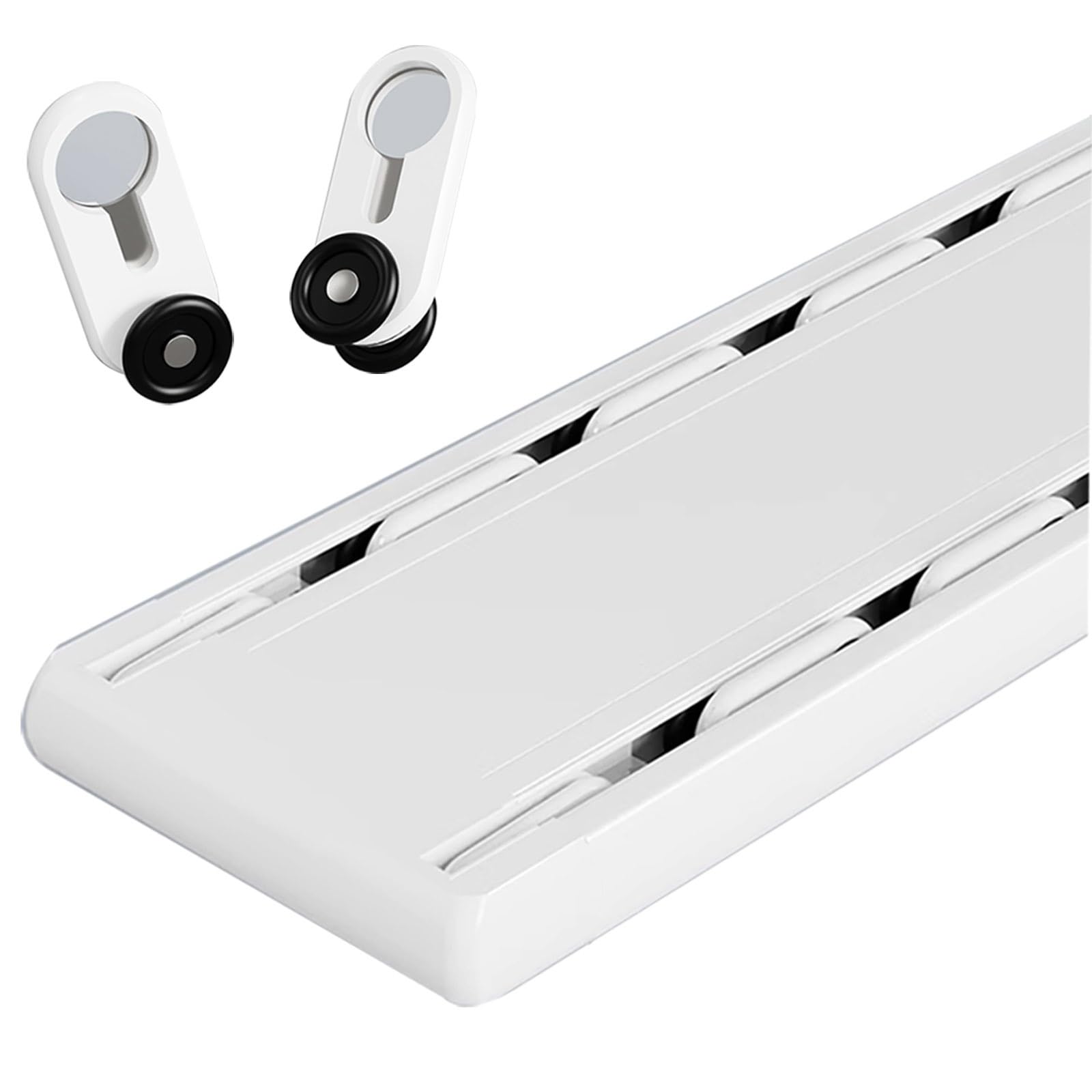 Leises Doppelschienen-Aluminium-Schienensystem, 320 cm, schwere Stahlrolle, einfaches Einlegen, weiß, perfekt für Heim- und Bürodekoration