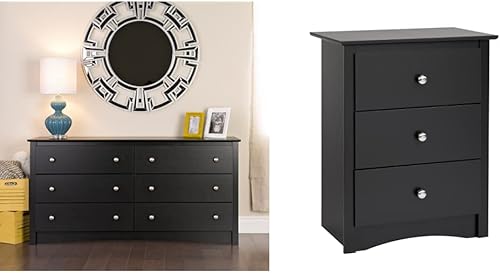 Miniatura 8 de Prepac Sonoma - Cómoda doble de 6 cajones para dormitorio, 16 pulgadas de profundidad x 59 pulgadas de ancho x 29 pulgadas de alto, color negro