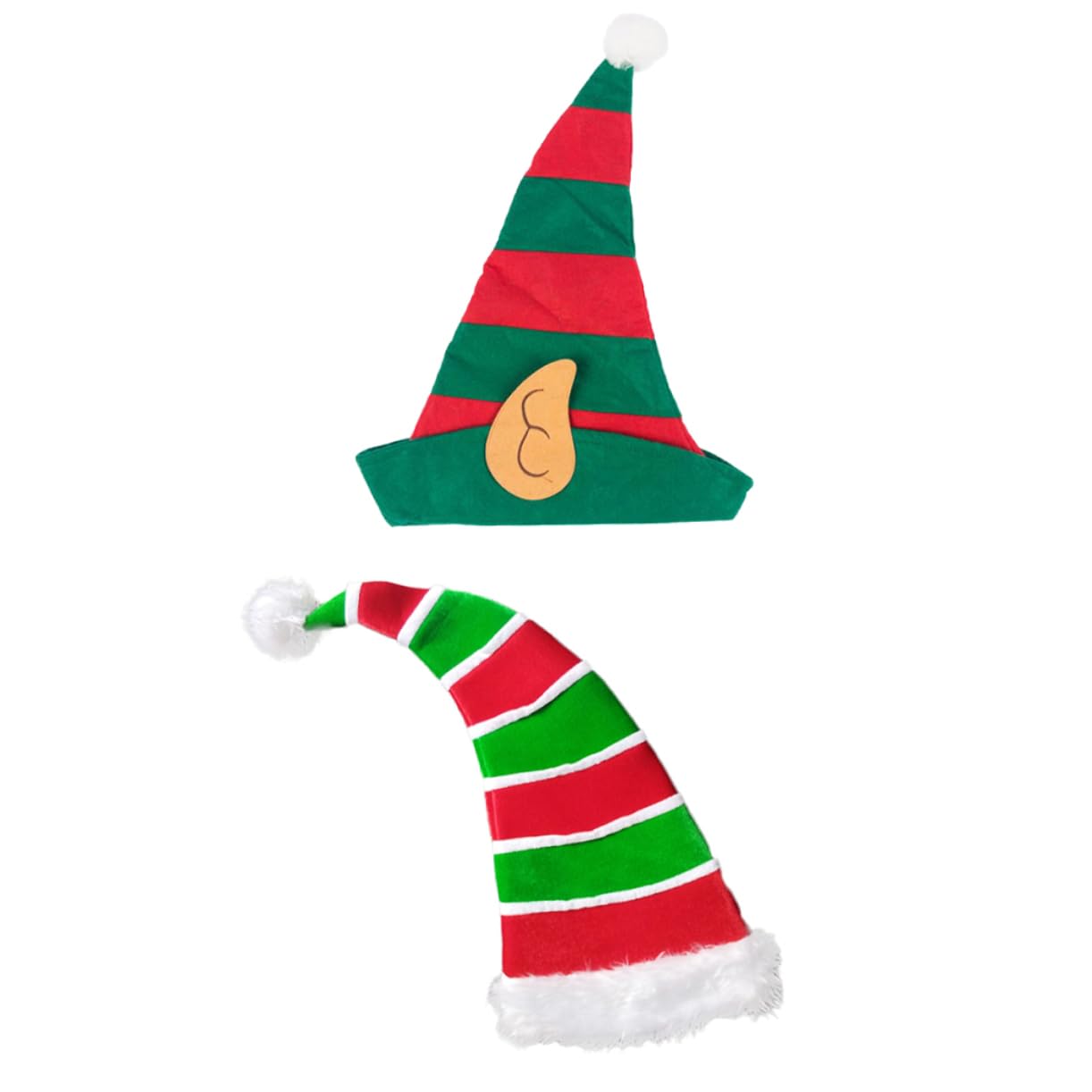4 Stück Weihnachtsmütze Mütze mit Weihnachtsstreifen Elfenmütze aus Filz weihnachtsverkleidung weihnachts verkleidung Zubehör für Partyköpfe Weihnachts-Cosplay-Kopfschmuck Stoff