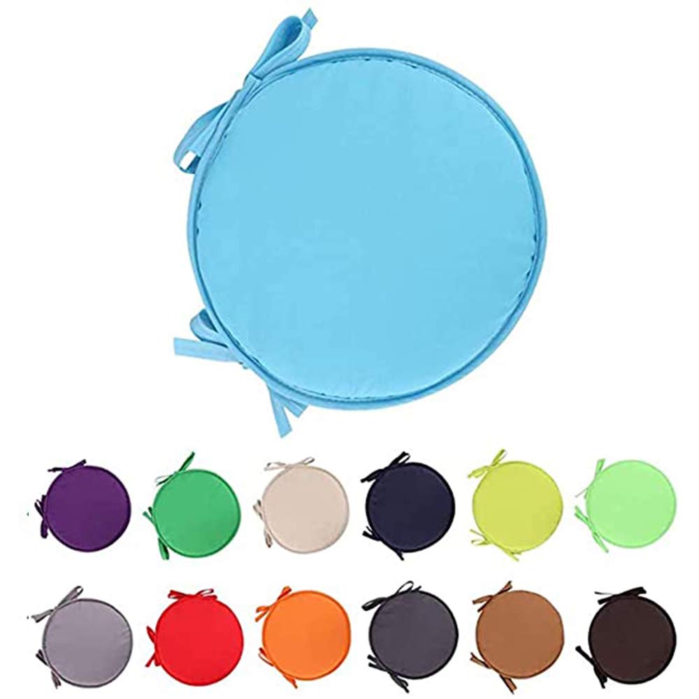 RAILONCH Indoor/Outdoor Chair Pads Round Seat Cushions Garden Patio Home Cushions - Diameter 38cm (2pcs,Blue)