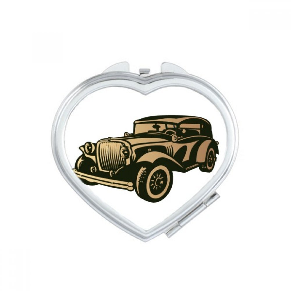 Miroir fait main voiture classique rouge motif coeur de poche au design graphique unique