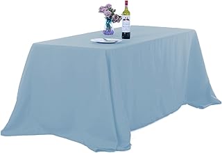 Ascoza 2pack 90x132 Inch Blue Mist Rectangular Tablecloth 8 Feet Table C...