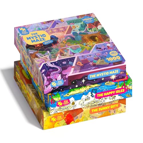 Magic Puzzles 3-Pack: The Happy Isles, The Mystic Maze, & The Sunny City - 1000 Piece Jigsaw Puzzles from The Magic Puzzle Companyの商品画像（Amazon）