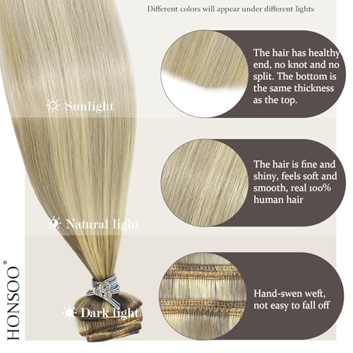Honsoo Extensões de cabelo virgem com clipe de 45,7 cm 70 g extensões de cabelo humano real balayage