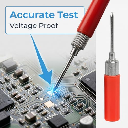 Image of Power Probe Accessories, 2mm Solderless Plated Brass Fieldpiece Probes Meter Leads Test Probe Tips 30VAC‑60VDC 5 Set ABS Shell for Voltage Testing for Multimeter