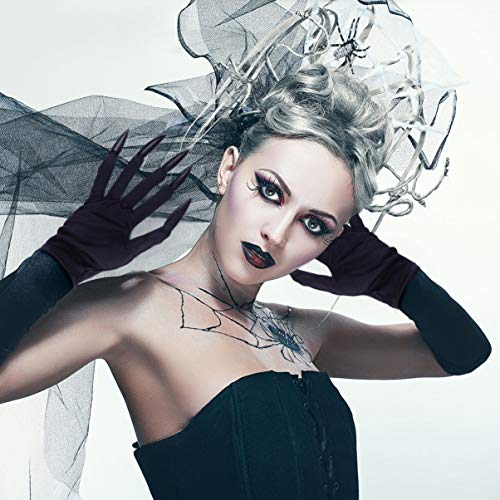 2 pares de luvas para fantasia de Halloween da Artibetter com unhas arranhadas e unhas para fantasia