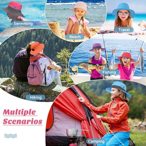 Zando MNFUXTY125S4567A031P Kids Fishing Bucket Hat With Ponytail Hole Upf 50+ Girls Sun Hat Wide Brim Kids Sun Protective Hats Adjustable Safari Hats thumb #6