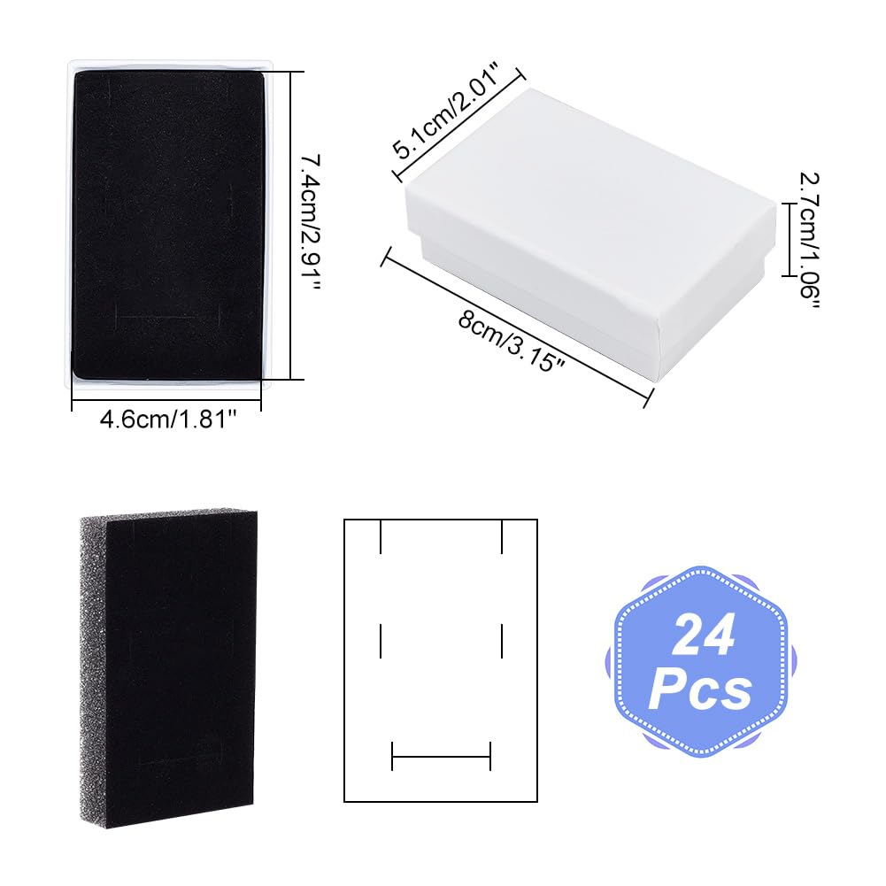 NBEADS 24 Pcs White Cardboard Jewelry Boxes, 3.2x2 Paper Gift Box Cardboard Packaging Box with Sponge Inside for Necklaces Earrings Ring Pendants Bracelet Gift Jewelry Display