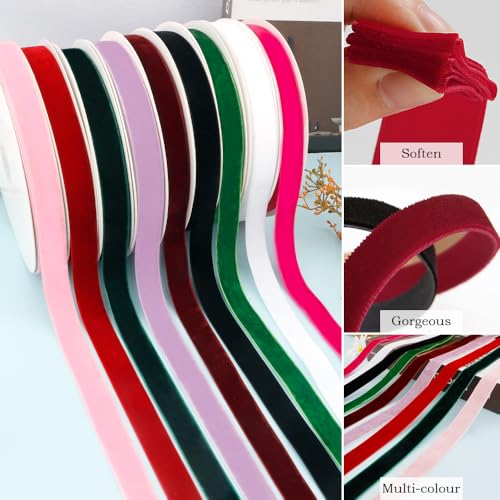 20mm x 25Yard Thick Velvet Ribbon - Christmas Ribbon for Tree Pink and Wide - Image 3