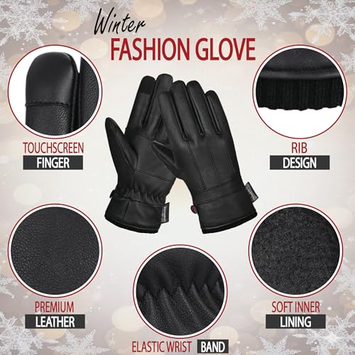 Guantes de cuero de invierno para hombre confeccionados en suave piel napa 3