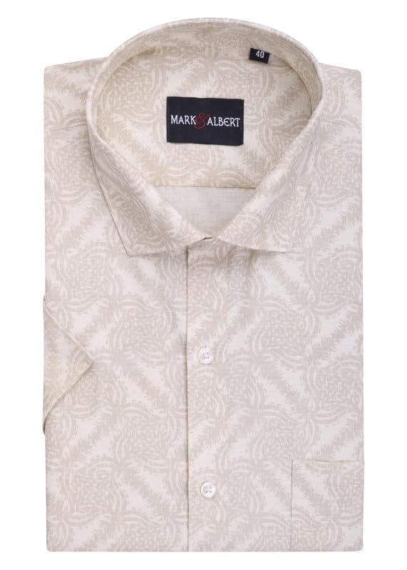Image of Mark & Albert Men's Half Sleeve Cotton Linen Shirt Blue