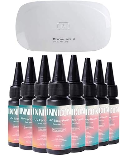 Juego de pegamento de gel de resina epoxi UV, 8.1 fl oz, sin mezcla, transparente, tipo duro, ultravioleta, suministros de fabricación de joyas para
