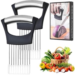 Ptyism 2 Pcs Onion Slicer(with Protective Cover) Onion Holder For丨Vegetable Slicer Holder,Meat Slices Tool for Cutting Vegetable, Fruit, Potato, Avocados, Meat