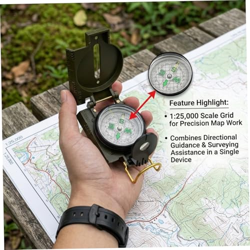 Brújula Lensatic profesional compacta de aluminio para camping miniatura 3
