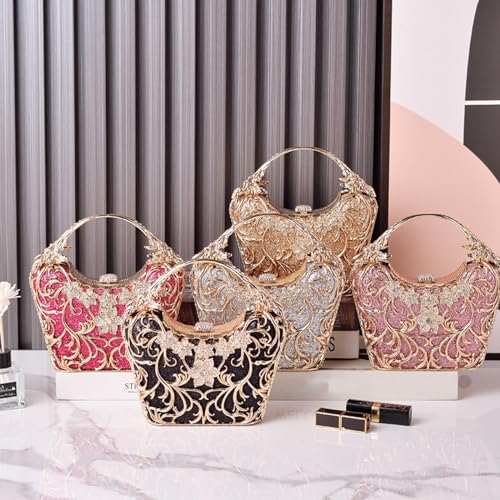 Image of CORIOS Women Rhinestone Evening Bag Sparkly Sequin Purse Crystal Clutch Bag Bridal Wedding Handbag Glitter Shoulder Bag