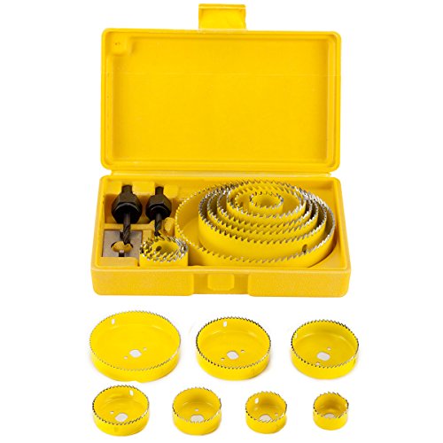 Witasm 16Pcs Hole Saw Set Holesaw Kit 19 - 127mm Downlight Tools for Wood Plastic and Non Ferrous Metals