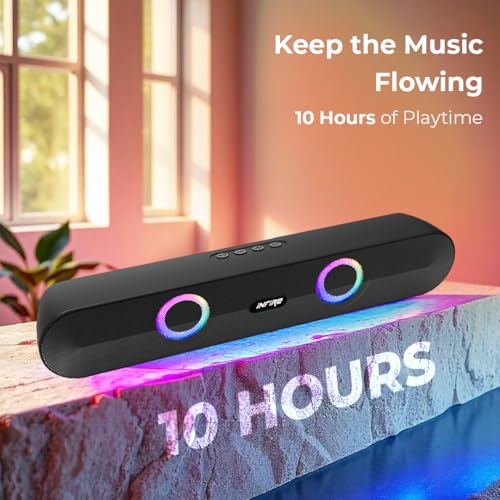 Image of iNFiRe FireBar 16 Pro Bluetooth Soundbar with RGB Lights | Wireless Soundbar with TWS | AUX, USB, FM & SD Card Support | 10H Playtime | TV & Desktop Speaker (Black)
