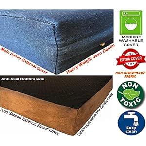 Dogbed4less-Extra-Large-Orthopedic-Waterproof-Memory-Foam-Dog-Bed-with-Durable-Denim-Cover-for-Large-Dogs-and-Extra-Pet-Bed-Cover-47X29X4-Fits-48X30-Crate - Cucciolini Doodles   Dogbed4less-Extra-Large-Orthopedic-Waterproof-Memory-Foam-Dog-Bed-with-Durable-Denim-Cover-for-Large-Dogs-and-Extra-Pet-Bed-Cover-47X29X4-Fits-48X30-Crate