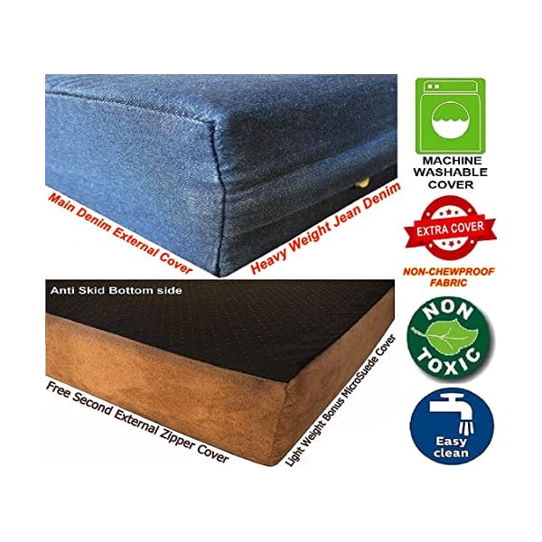Dogbed4less XL Premium Orthopedic Memory Foam Dog Bed, Durable Blue Denim Cover with Waterproof Liner and Extra External Case, Gel Cooling 47X29X4 Pad Dogbed4less XL Premium Orthopedic Memory Foam Dog Bed, Durable Blue Denim Cover with Waterproof Liner and Extra External Case, Gel Cooling 47X29X4 Pad