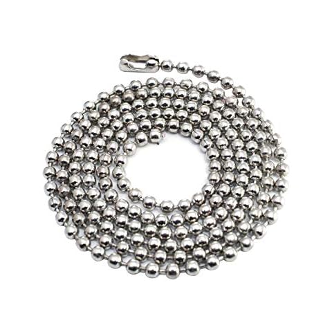 50pcs Nickel Plated Ball Chain Necklace,30 Inches Long 2.4mm Bead Size # 3 Metal Bead Steel Chain, Military Bead Chain, Dog Tag Necklace by Special100% Cover