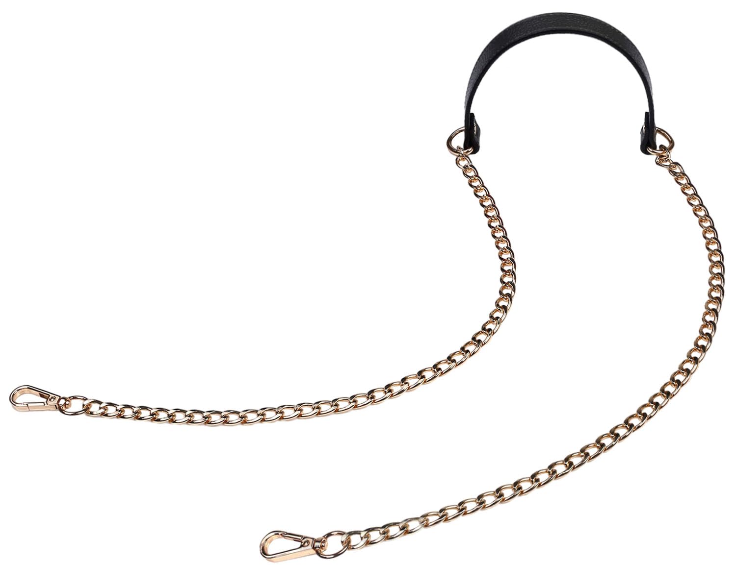 VanEnjoy 12MM Replacement Chain & Genuine Leather Shoulder Crossbody Straps for Handbags Purse Bags(Black)