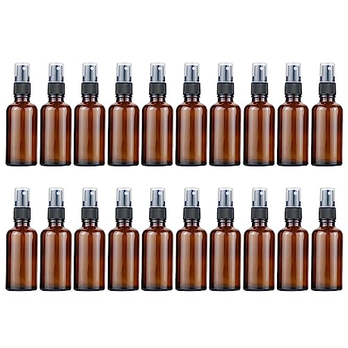 100 ml Brown Glass Spray Bottle, Pack of 20 Empty Pump Bottles Empty Glass Bottles Brown Travel Bottles for Filling Essential Oil Perfume Refillable Lotion Dispenser Bottle Lotion Bottles