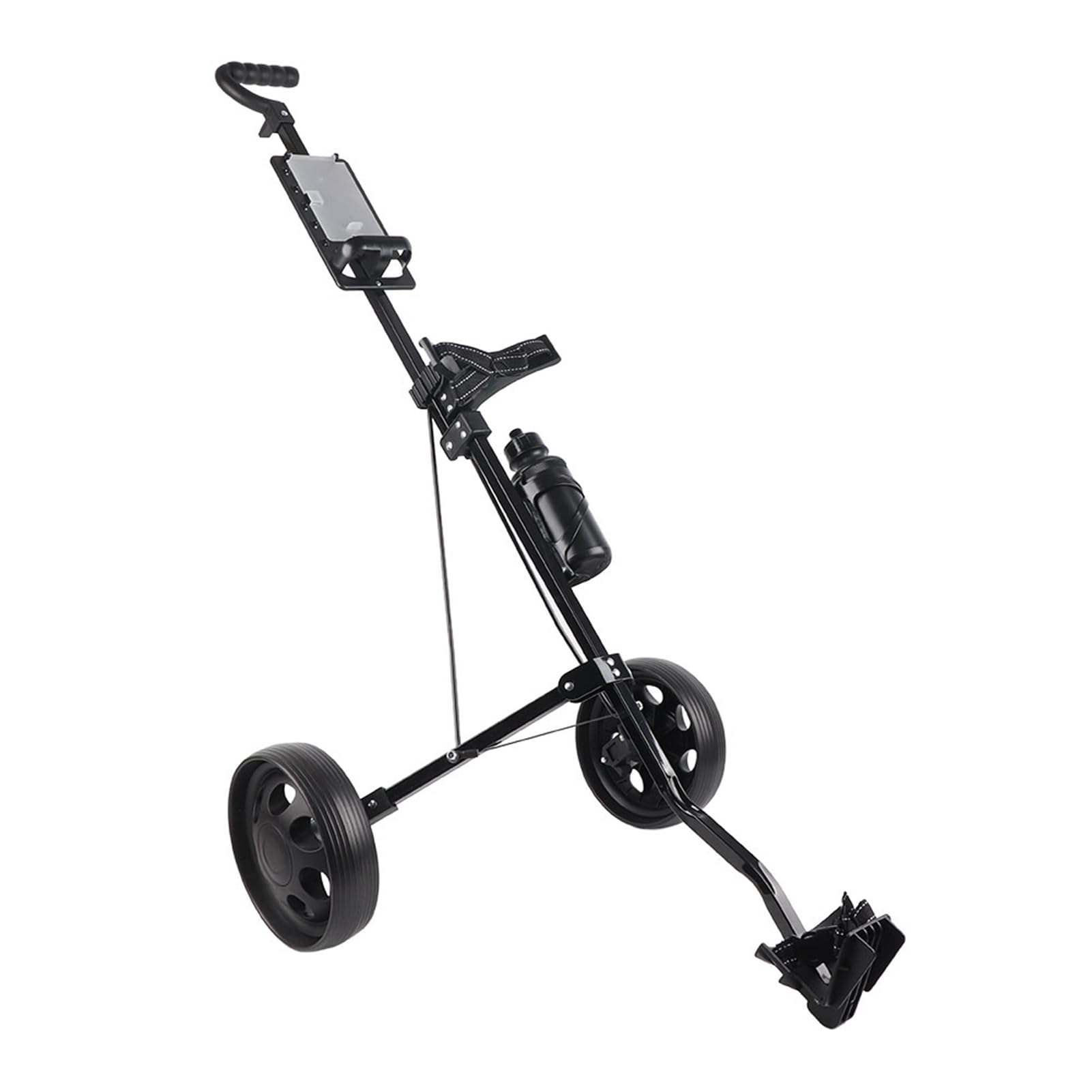 RiToEasysports Carro de Golf Carro de Empuje y tracción Plegable Negro de 2 Ruedas con multifunción para Campo de Golf