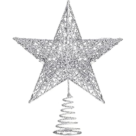DRERIO Estrella de Navidad de Plata para Árbol de Navidad Cover