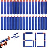 Quesuc 60 Stück Nerf Elite Dart Pfeile Flachkopf Und Saugnapf Schaumstoff Für Nerf N-Strike Serie, Für Kinder Outdoor Und Familiengebrauch Blau