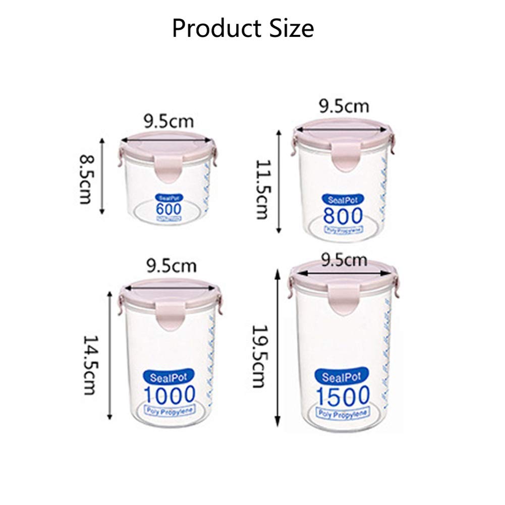 Contenitori Alimentari, Contenitori in Plastica Trasparente con Coperchi, Ideali per Cucina e Dispensa, Trasparente, Green