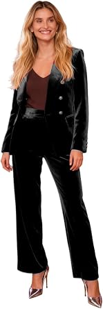 Slim Fit Velvet Suit for Women Double Breasted Business Suit Christmas Blazer Pants Set Prom Tuxedos