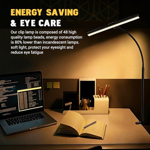 Image of ELEPHANTBOAT Table Lamp for Study Room Study, Table Lamp USB Desk Screen Light Study Lamp 5-Color Dimmable LED Reading Light with Inline Controls, USB LED Table Lamp with Flexible Gooseneck